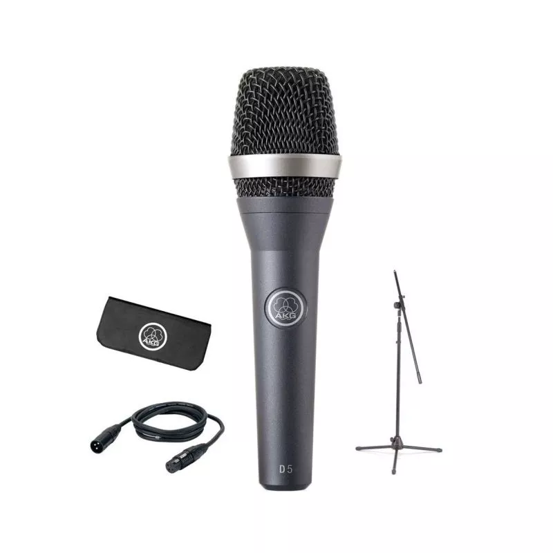 AKG D5 Stage Pack - XLR/XLR Cable and Full Size Microphone Stand With