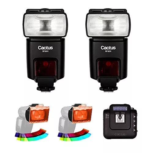 Cactus RF60x Wireless Flash (2-Pices) with Cactus Wireless Flash Transceiver V6 II & EZ-Flip Gel Set (2-Pack) Kit