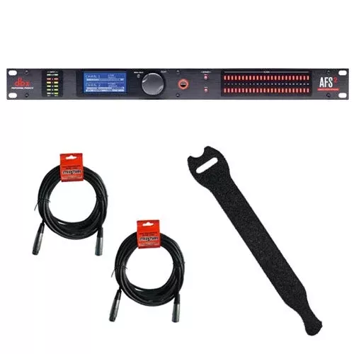 dbx AFS2 Dual-Channel Advanced Feedback Suppression Processor with 20' XLR Calble and 0.5 x 6" Touch Fastener Straps, (10-Pack)