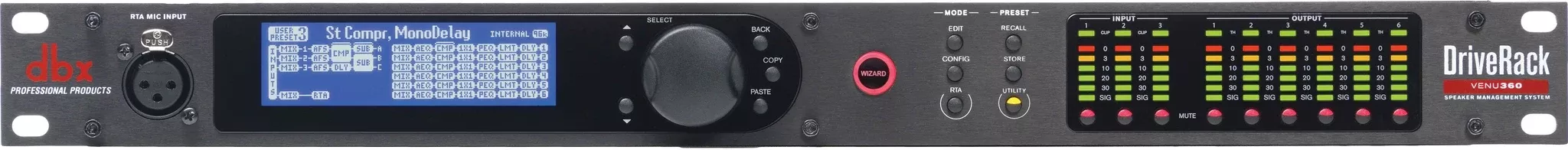 dbx VENU360, DriveRack Loudspeaker Management Processor with 31-Band Graphic EQ, 12-Band Parametric EQ, AFS, Subharmonic Synthesis and Mobile Control