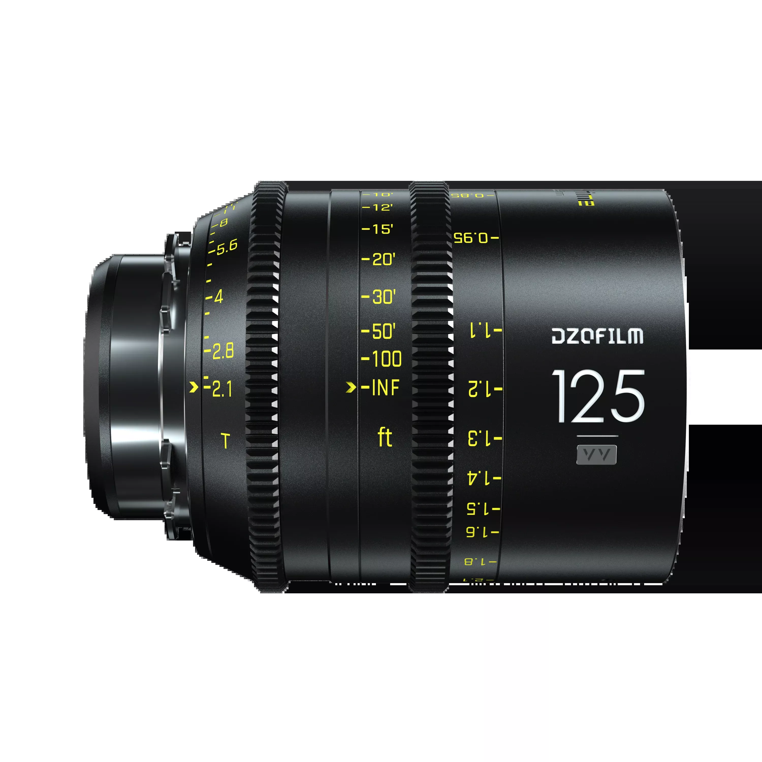 DZOFILM Vespid FF 125mm T2.1 PL & EF mount, Vista Vision Full-Frame Coverage, Interchangeable PL and EF Mount, 46.5mm Image Circle, Manual Focus and Iris, M77 Front Filter