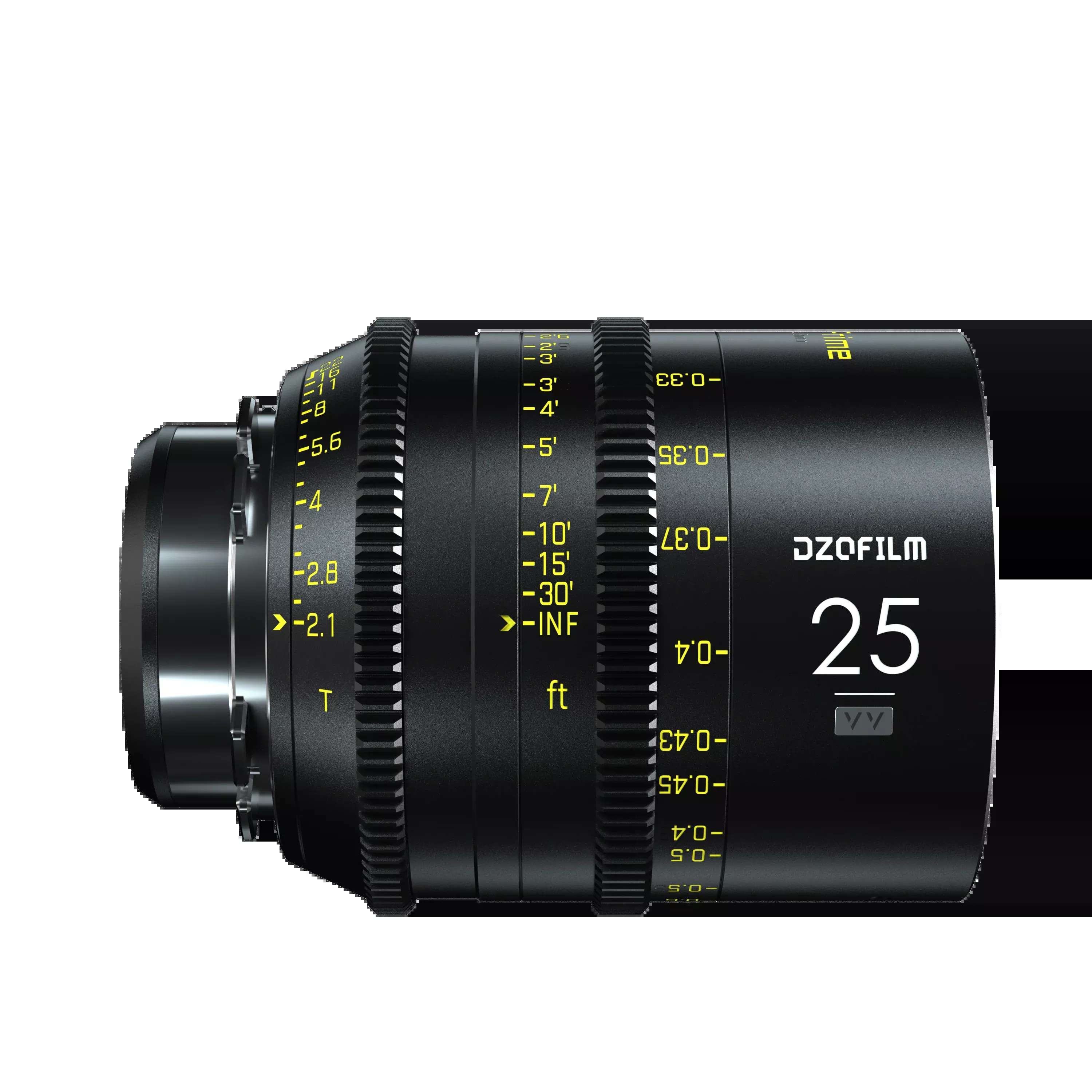 DZOFILM Vespid FF 25mm T2.1 PL & EF mount, Vista Vision Full-Frame Coverage, Interchangeable PL and EF Mount, 46.5mm Image Circle, Manual Focus and Iris, M77 Front Filter