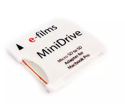 E-Films EF-1901 MiniDrive MicroSD to SD Adapter, Half Size Expandable Storage for MacBook Pro SD Slot, Time Machine Compatible, Supports MicroSD Cards up to 128GB