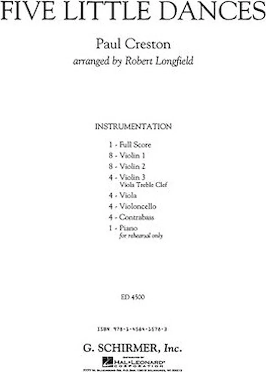 G. Schirmer, Inc. Five Little Dances - Full Score
