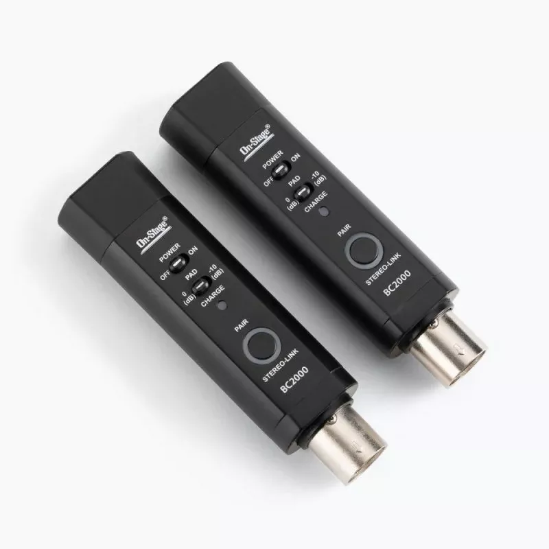 On-Stage BC2000V2, Stereo Bluetooth Converter, Wirelessly Connects a Bluetooth Audio Source to a Mixer or Powered, Powered by a Rechargeable battery-no Need for a Power Cable on Stage