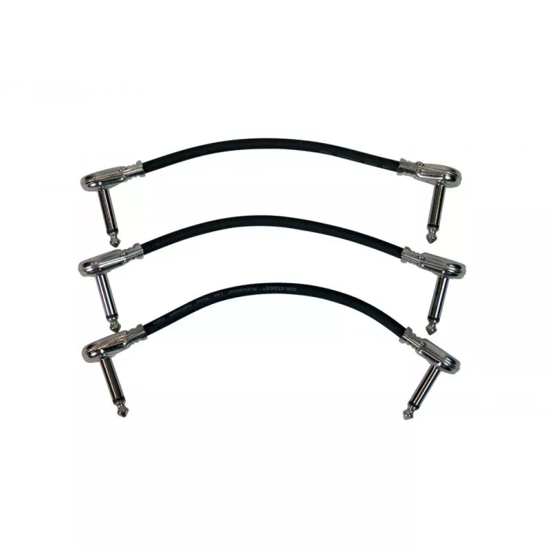On-Stage PC506B-3PK, 6" Patch Cable w/ Pancake Connectors (Black) - 3 Pack, 6" Length, Standard (pancake style) Connectors, QTR-QTR Cable, 23AWG Wire Gauge, Black