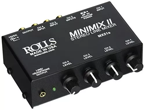 Rolls MX51s Mini-Mix 2 Four-Channel RCA Mixer
