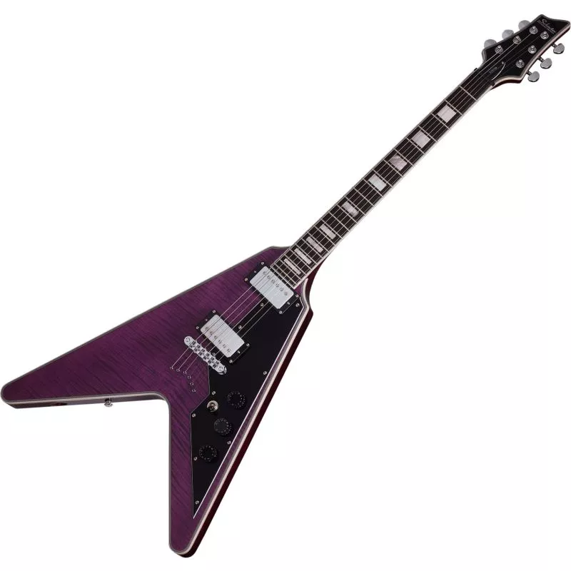 Schecter V-1 Custom guitar in Trans Purple