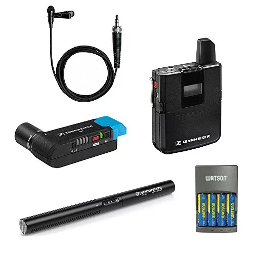 Sennheiser AVX Camera-Mountable Lavalier Digital Wireless Set (ME2-II Lavalier) with Sennheiser MKE 600 Shotgun Microphone and 4-Hour Rapid Charger (2300mAh)