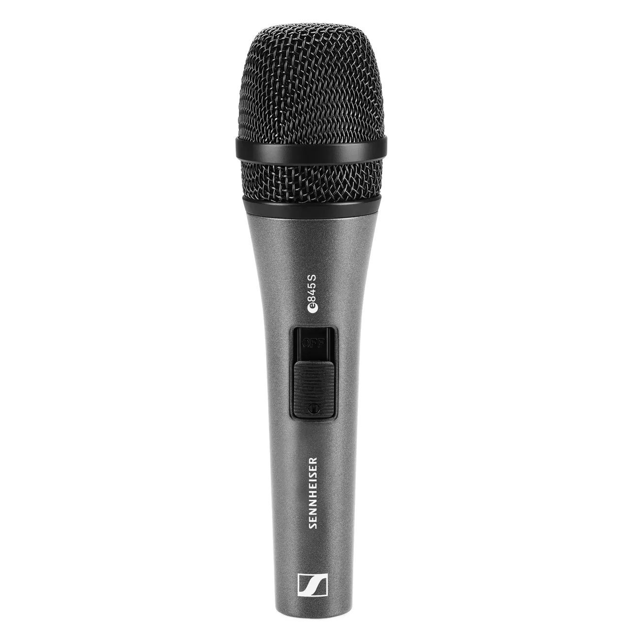 Sennheiser E 845-S - Handheld microphone (supercardioid, dynamic) with and 3-pin XLR-M and on/off switch. Includes (1) MZQ 800 clip and (1) carrying pouch (11.6 oz)