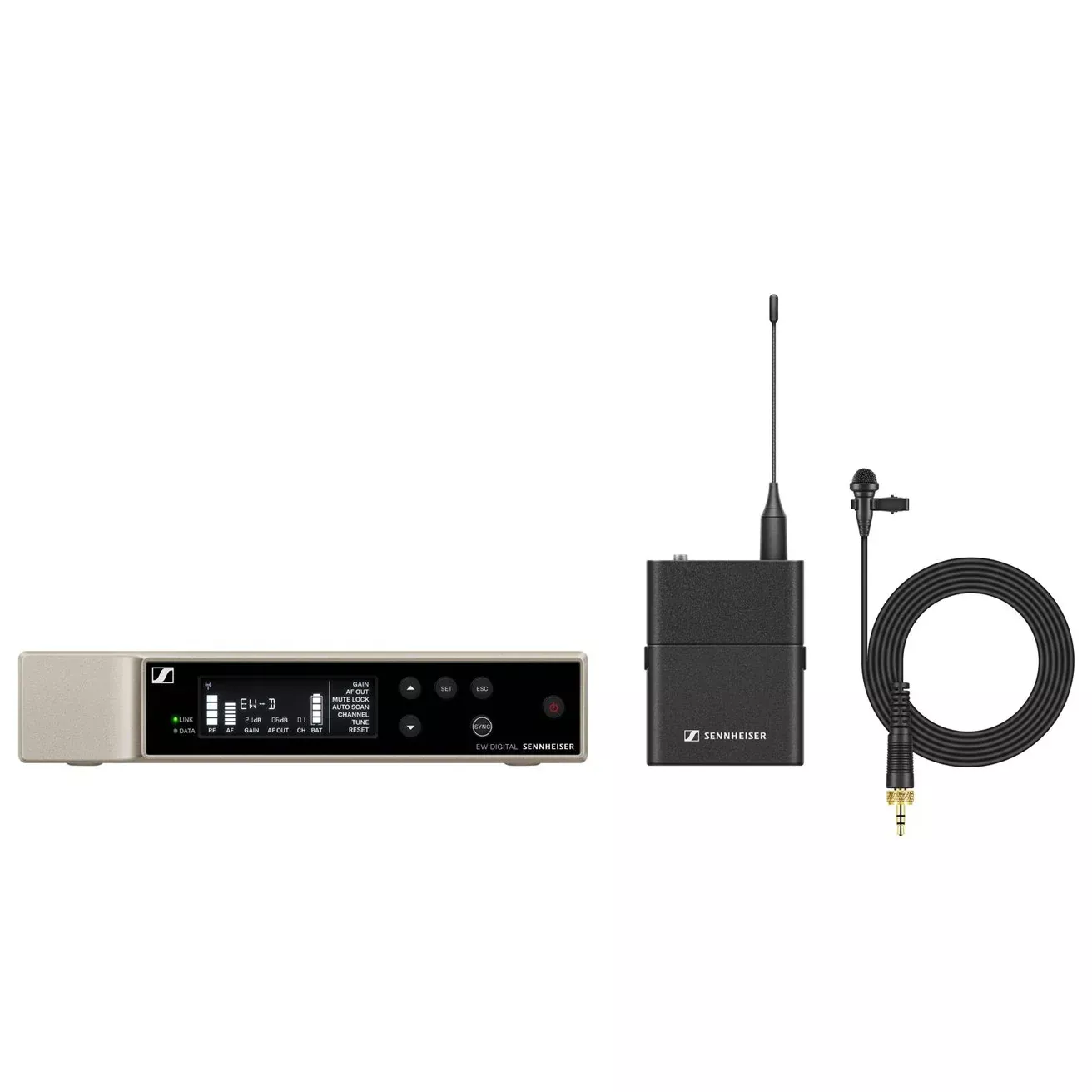 Sennheiser EW-D ME2 SET (R4-9) - Digital wireless lavalier set. Includes (1) EW-D EM Digital 19 1/2" single channel receiver, (1) EW-D SK digital bodypack transmitter, (1) new ME2 lavalier (omnidirectional, condenser), (1) NT 12-5 CW+ power supply with...
