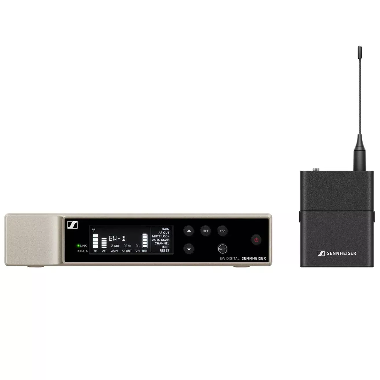 Sennheiser EW-D SK BASE SET (R1-6) - Digital wireless bodypack base set. Includes (1) EW-D EM digital 19 1/2" single channel receiver, (1) EW-D SK digital bodypack transmitter (lavalier, headmic or input cable sold separately), (1) NT 12-5 CW+ power su...