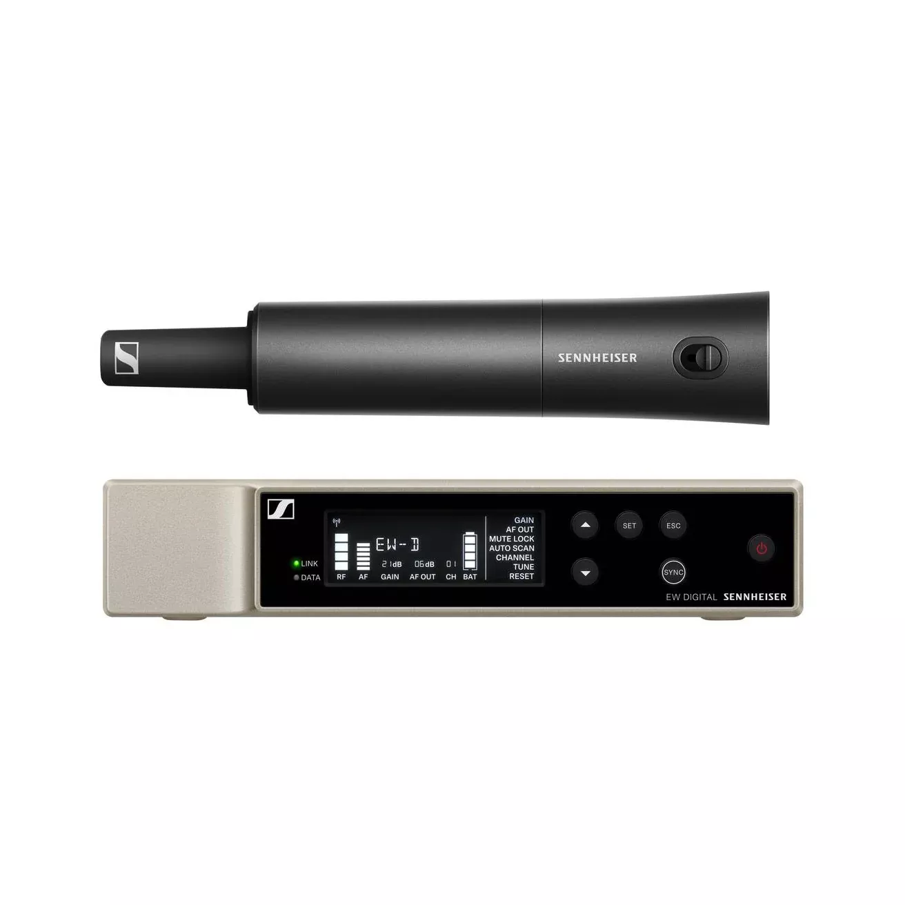 Sennheiser EW-D SKM-S BASE SET (R4-9) - Digital wireless handheld base set. Includes (1) EW-D EM digital 19 1/2" single channel receiver, (1) EW-D SKM digital handheld transmitter with mute switch(microphone module sold separately), (1) MZQ1 microp...