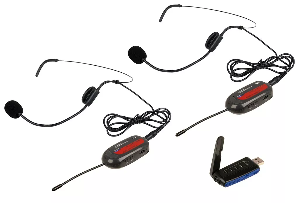 VocoPro COMMANDER-USB-HEADSET-1, Two-Channel Digital UHF Wireless System with Headset Microphones and USB Receiver for PC or Mac
